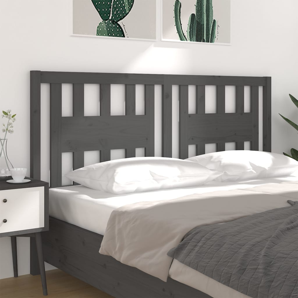 Headboard Grey 126x4x100 cm Solid Wood Pine