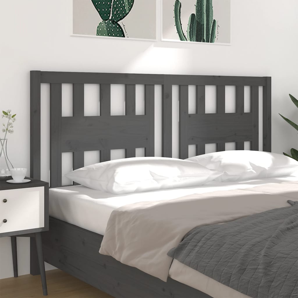 Headboard Grey 186x4x100 cm Solid Wood Pine