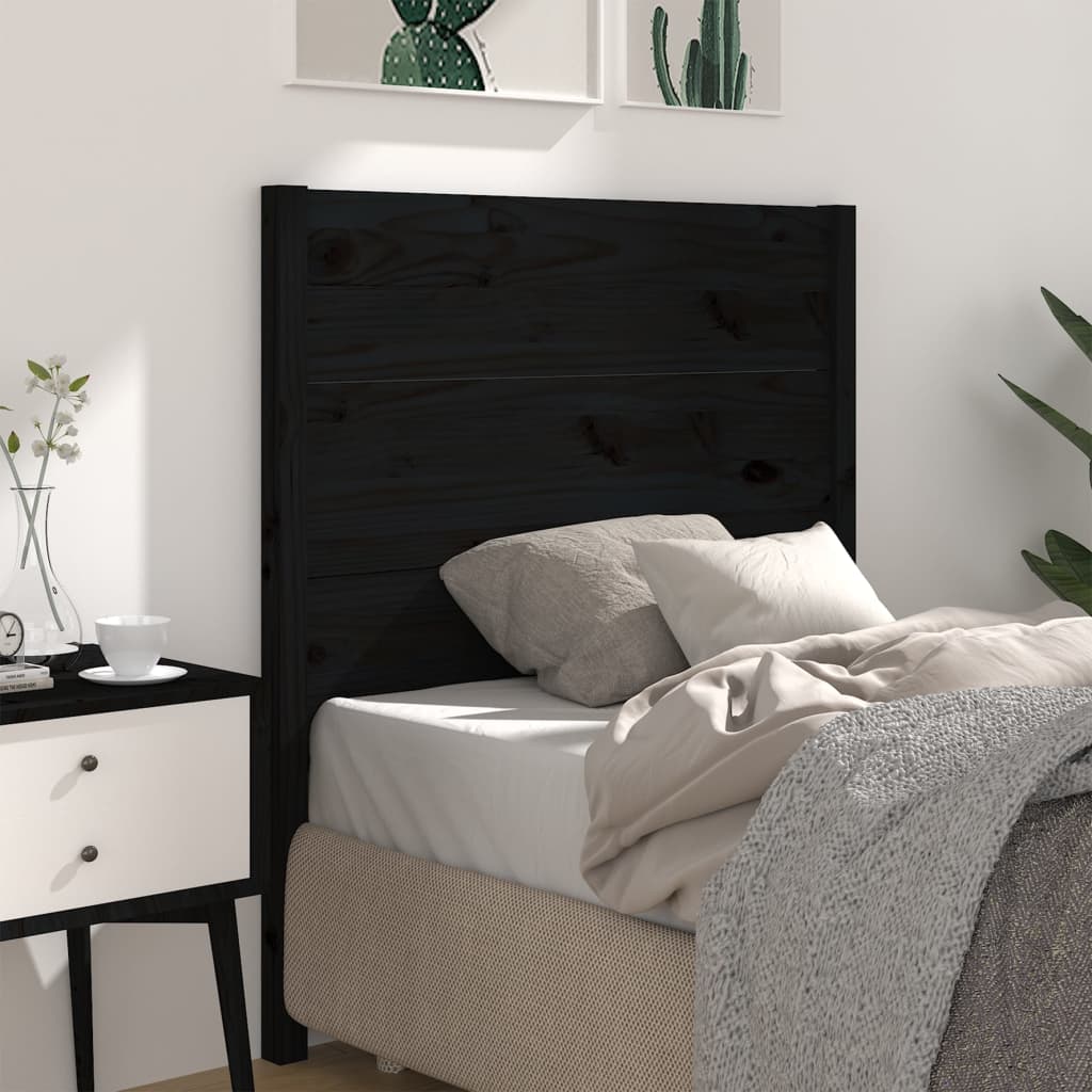 Headboard Black 96x4x100 cm Solid Wood Pine