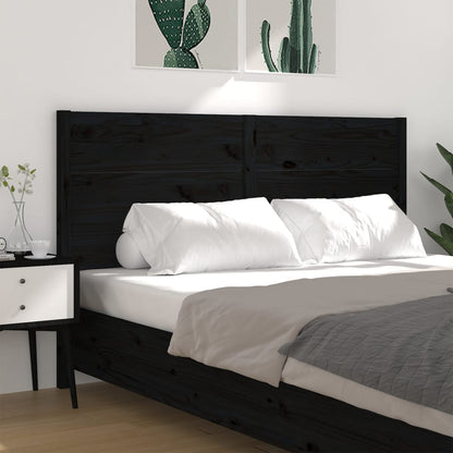 Headboard Black 206x4x100 cm Solid Wood Pine