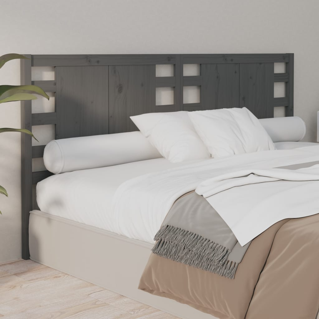 Headboard Grey 146x4x100 cm Solid Wood Pine