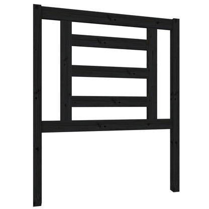 Headboard | Black | Solid pine wood | 81x4x100 cm |  Decorative Inlays