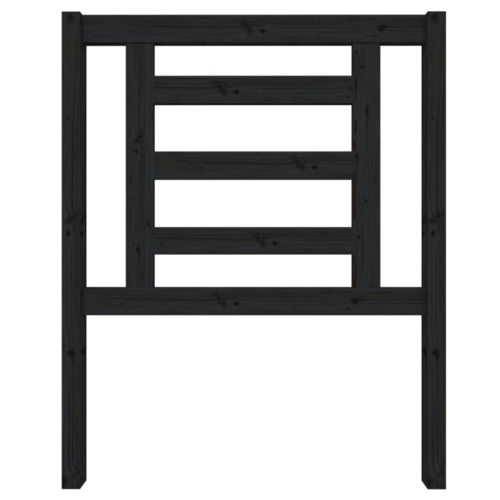 Headboard | Black | Solid pine wood | 81x4x100 cm |  Decorative Inlays