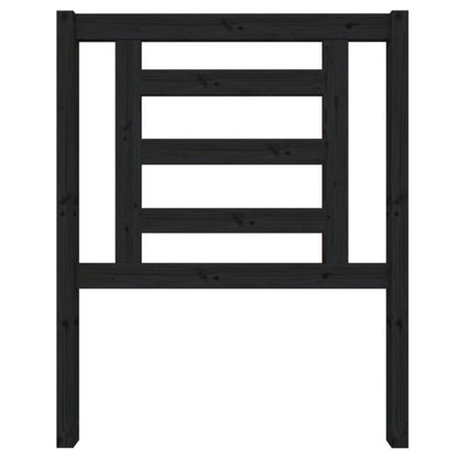 Headboard | Black | Solid pine wood | 81x4x100 cm |  Decorative Inlays