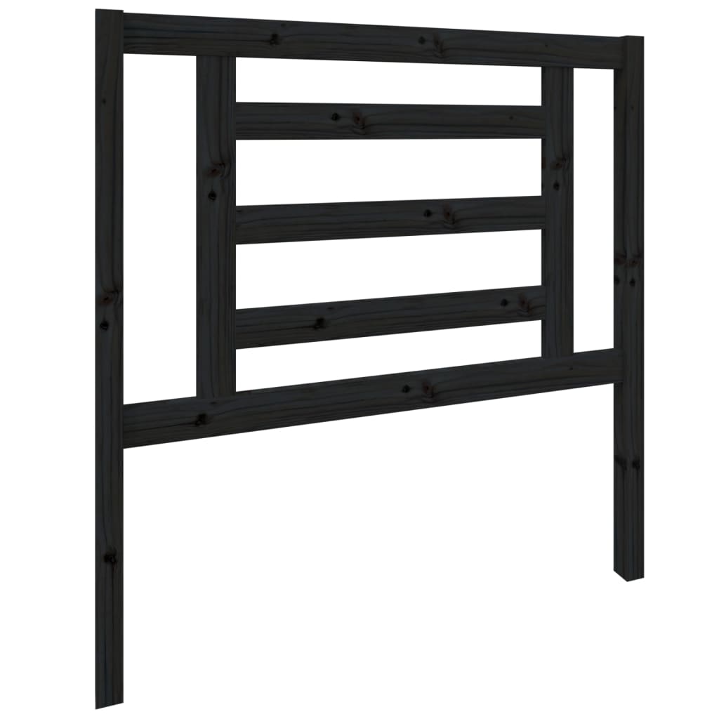Headboard | Black | Solid pine wood | Single | Decorative Inlays