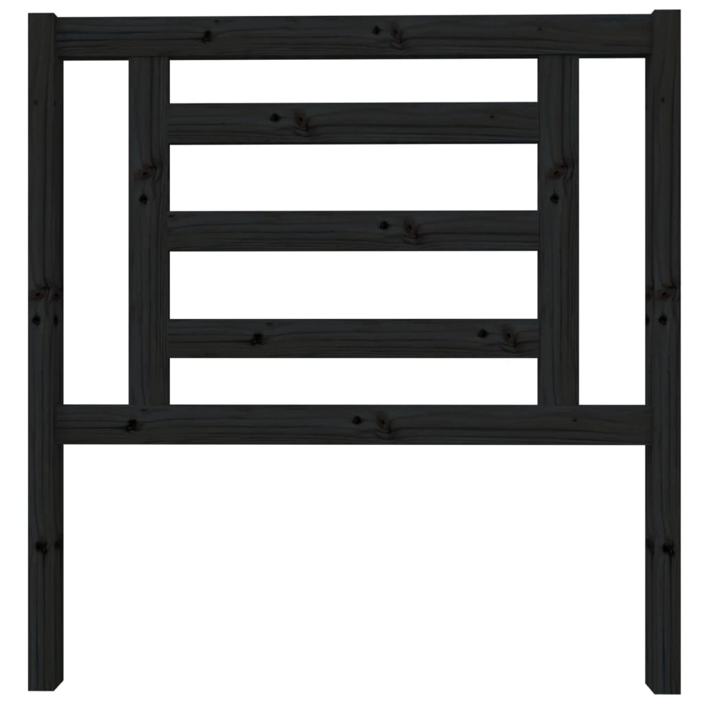 Headboard | Black | Solid pine wood | Single | Decorative Inlays