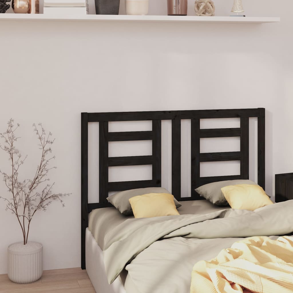 Headboard | Black | Solid pine wood | 126 x 4 x 100 cm