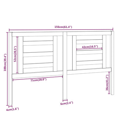 Bed Headboard | Pine | Solid pine wood | 156 cm x 4 cm x 100 cm