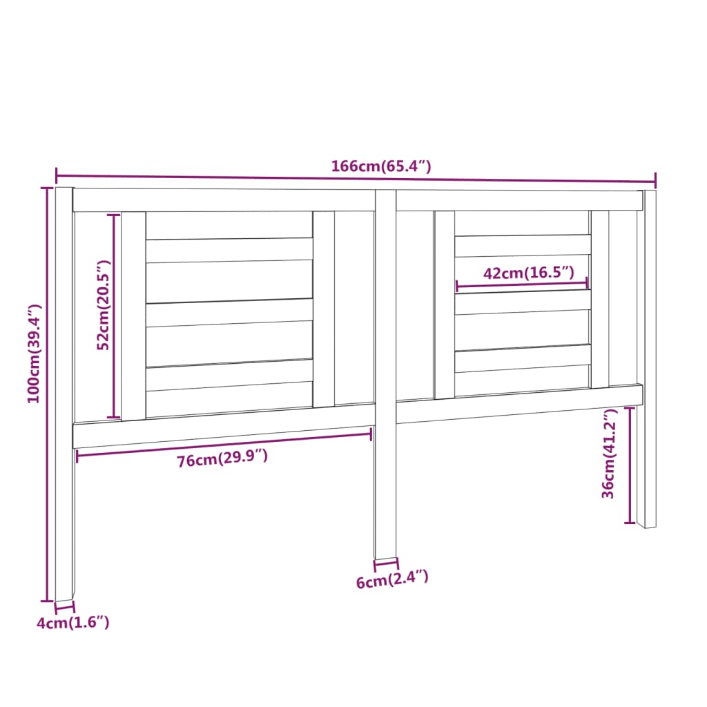 Bed Headboard | White | Solid pine wood | 166 cm x 4 cm x 100 cm