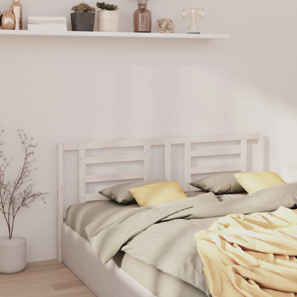 Bed Headboard | White | Solid Pine Wood | Standard | Decorative Inlays