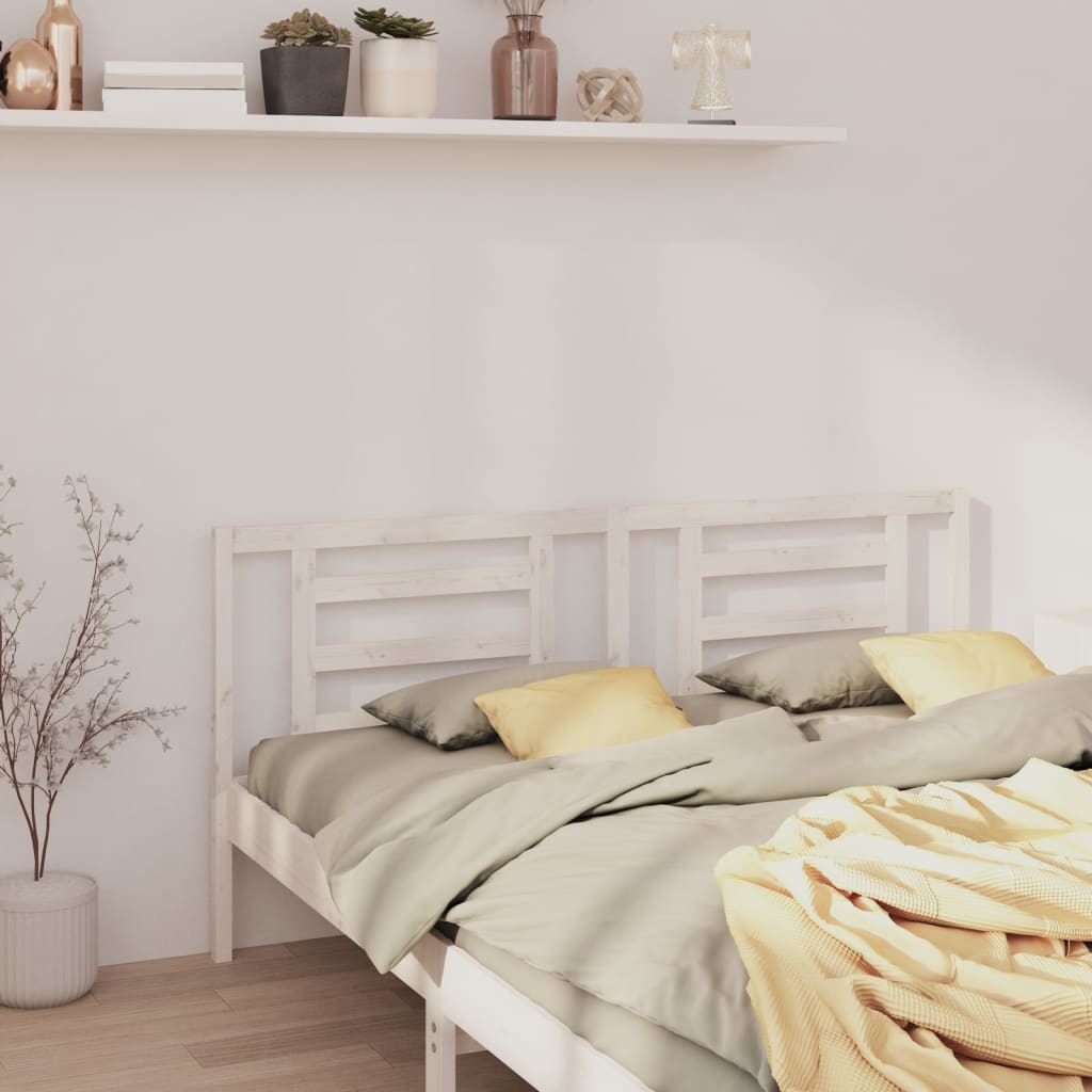 Bed Headboard | White | Solid Pine Wood | 206x4x100 cm | Simple