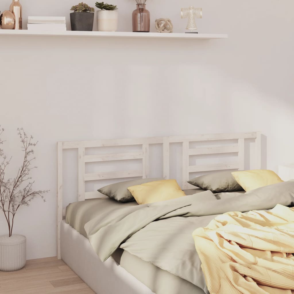 Bed Headboard | White | Solid Pine Wood | 206x4x100 cm | Simple