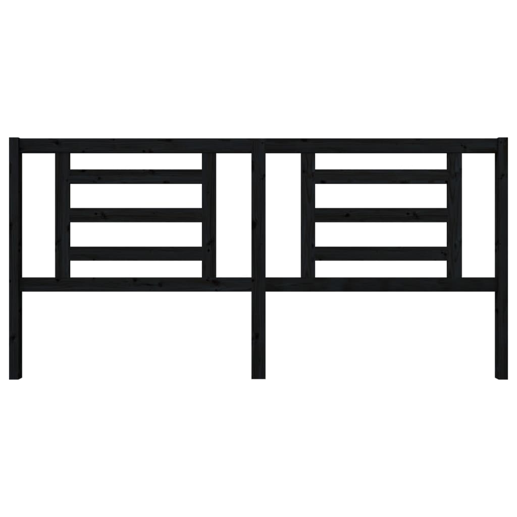 Bed Headboard | Black | Solid Pine Wood | 206 x 4 x 100 cm