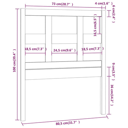 Bed Headboard Grey 80.5x4x100 cm Solid Wood Pine