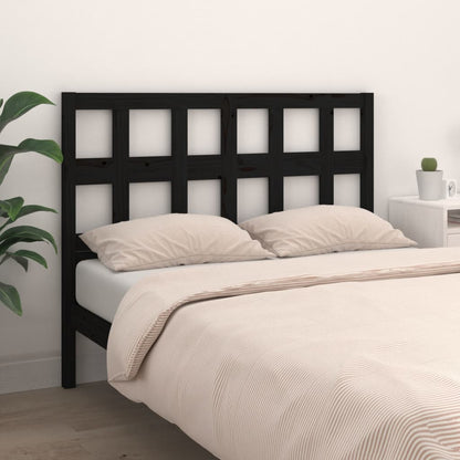 Bed Headboard Black 165.5x4x100 cm Solid Wood Pine