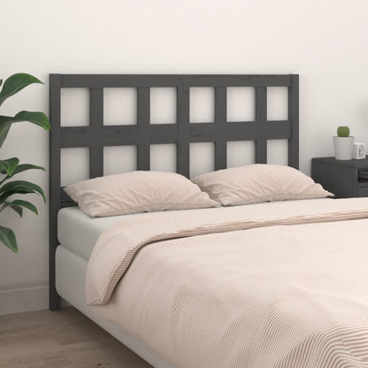 Bed Headboard Grey 205.5x4x100 cm Solid Wood Pine
