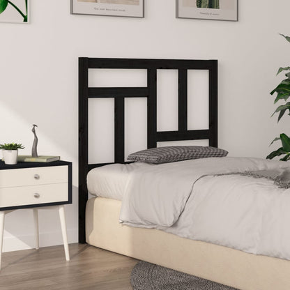 Bed Headboard | Black | Solid pine wood | 95.5 x 4 x 100 cm