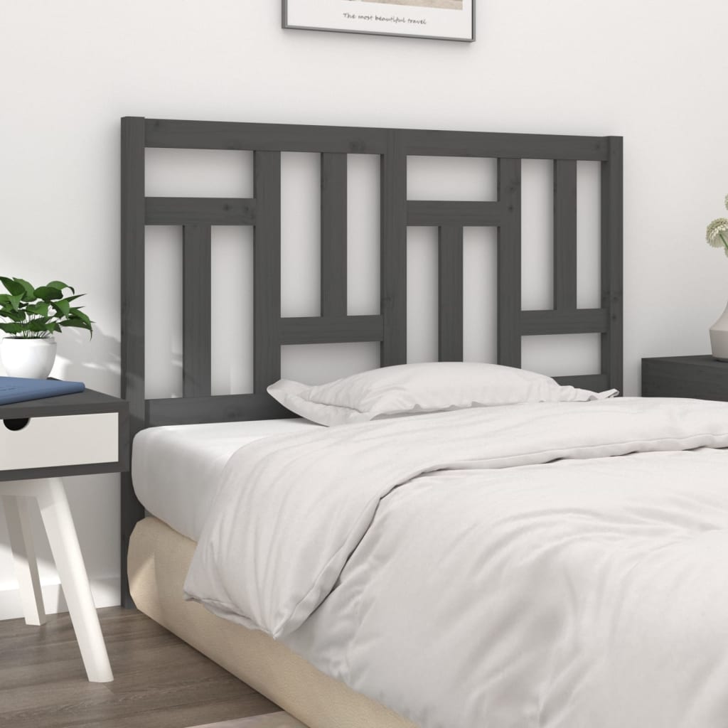 Bed Headboard | Grey | Solid Pine Wood | 205.5 cm wide