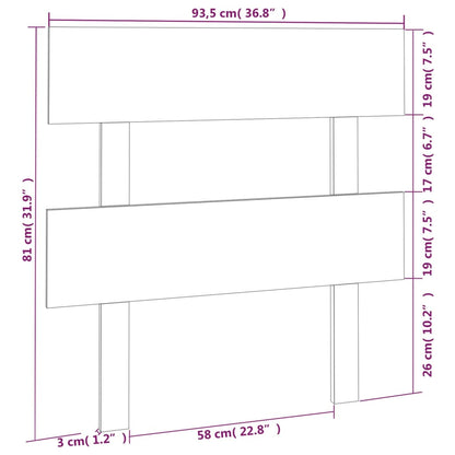 Bed Headboard Grey 93.5x3x81 cm Solid Wood Pine