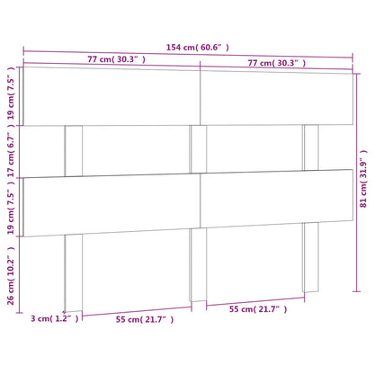 Bed Headboard Grey 154x3x81 cm Solid Wood Pine