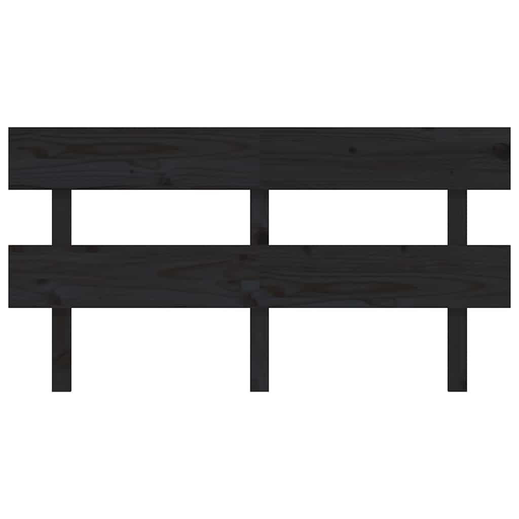 Bed Headboard Black 164x3x81 cm Solid Wood Pine