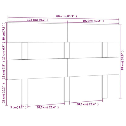 Bed Headboard White 204x3x81 cm Solid Wood Pine