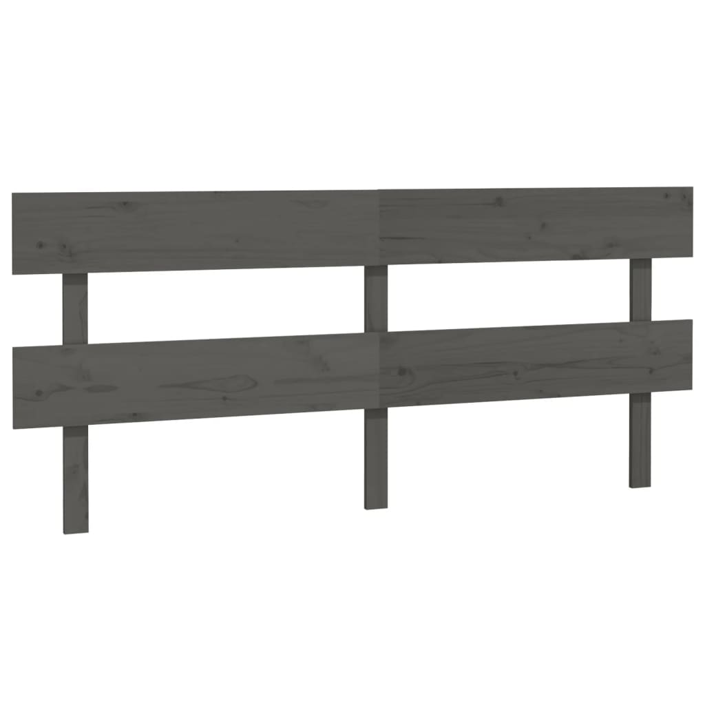 Bed Headboard Grey 204x3x81 cm Solid Wood Pine
