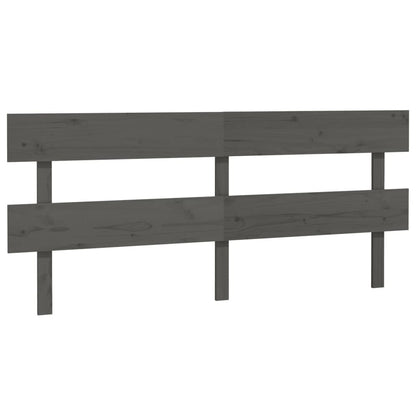 Bed Headboard Grey 204x3x81 cm Solid Wood Pine