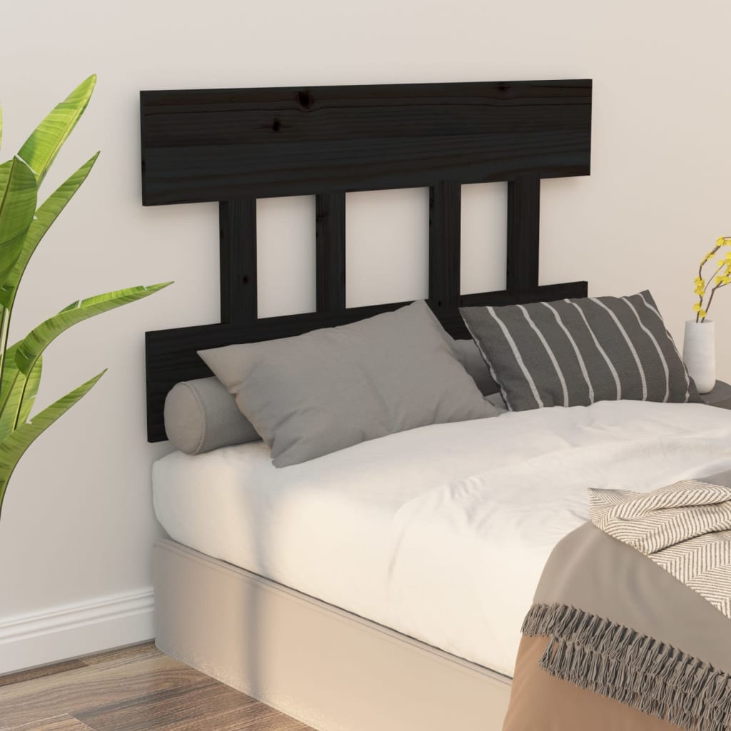 Bed Headboard Black 78.5x3x81 cm Solid Wood Pine