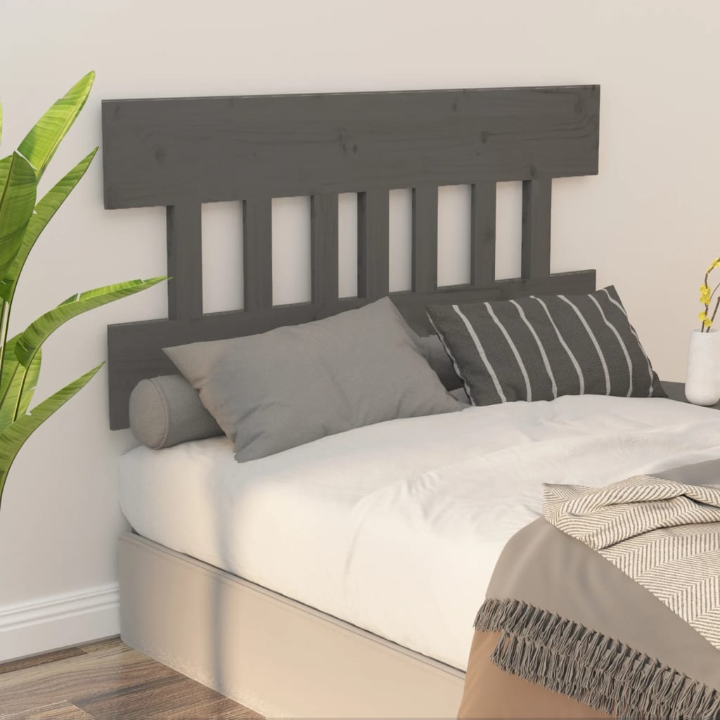 Bed Headboard Grey 138.5x3x81 cm Solid Wood Pine