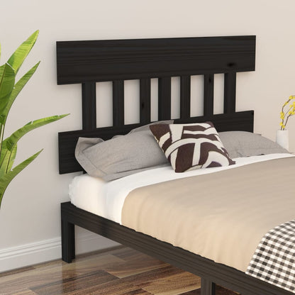 Bed Headboard Black 203.5x3x81 cm Solid Wood Pine