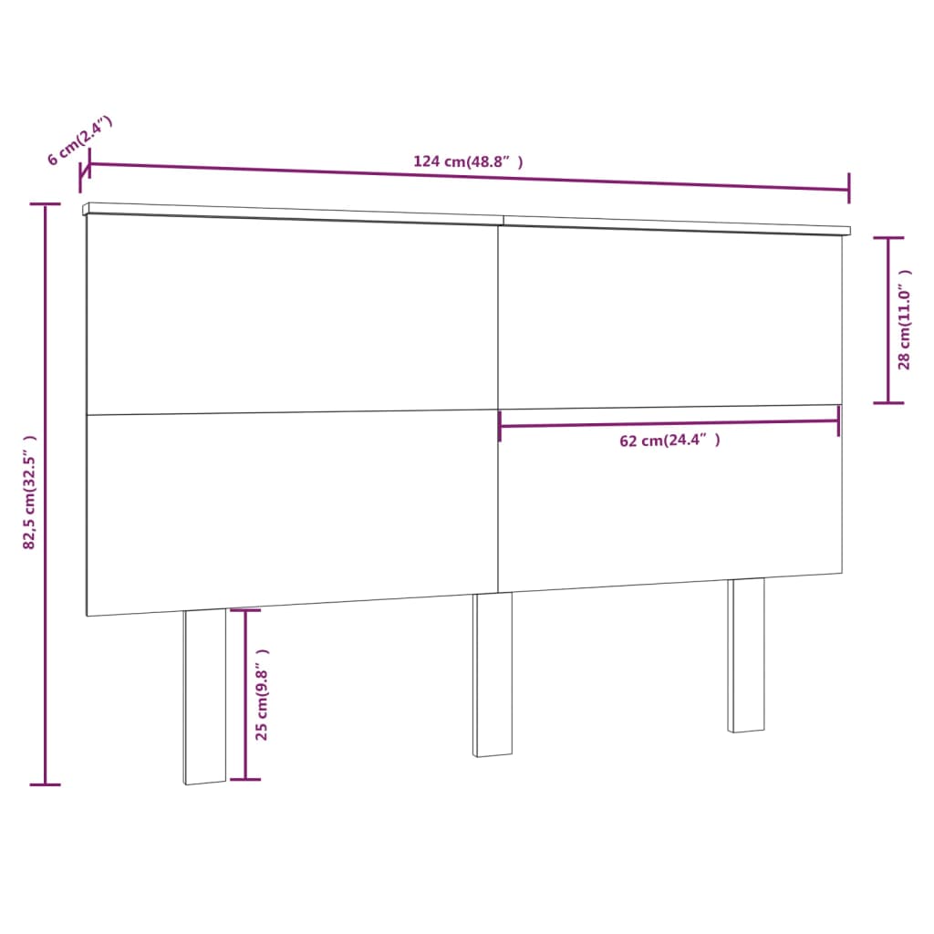 Bed Headboard Honey Brown 124x6x82.5 cm Solid Wood Pine