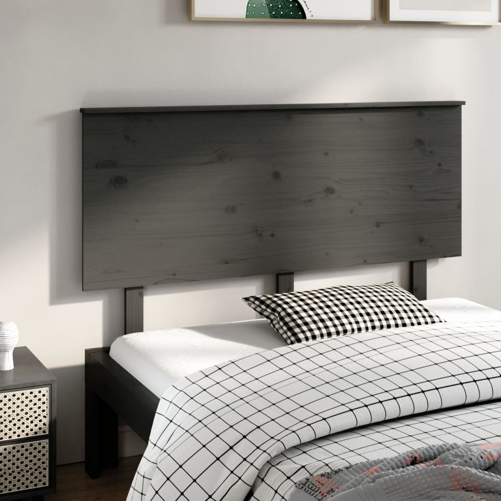 Bed Headboard Grey 144x6x82.5 cm Solid Wood Pine