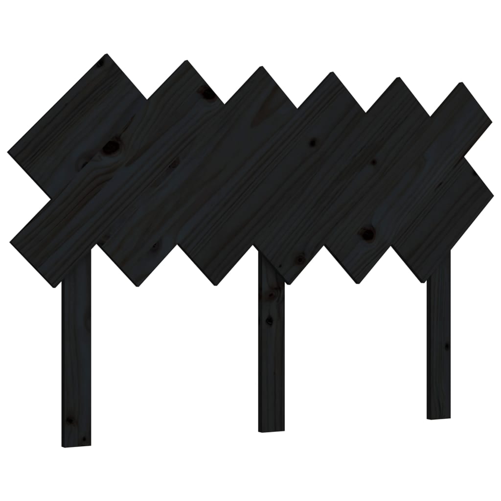 Bed Headboard | Black | Solid pine wood | Standard | Decorative Inlays