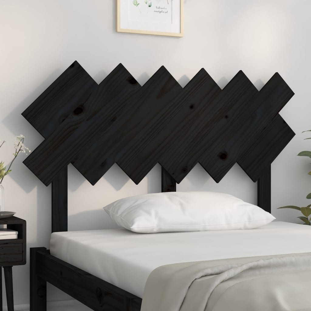 Bed Headboard | Black | Solid pine wood | Standard | Decorative Inlays
