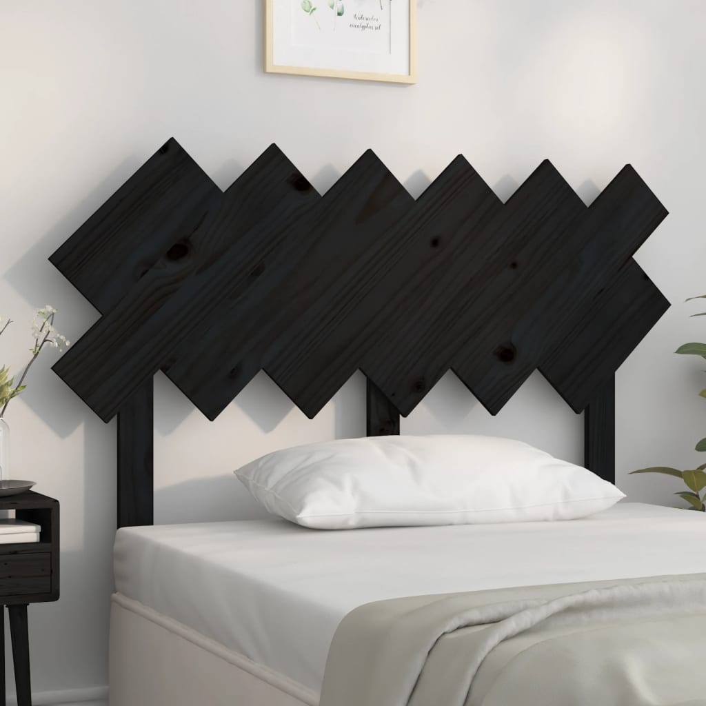 Bed Headboard | Black | Solid pine wood | Standard | Decorative Inlays