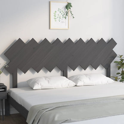 Bed Headboard | Grey | Solid Pine Wood | Decorative Inlays