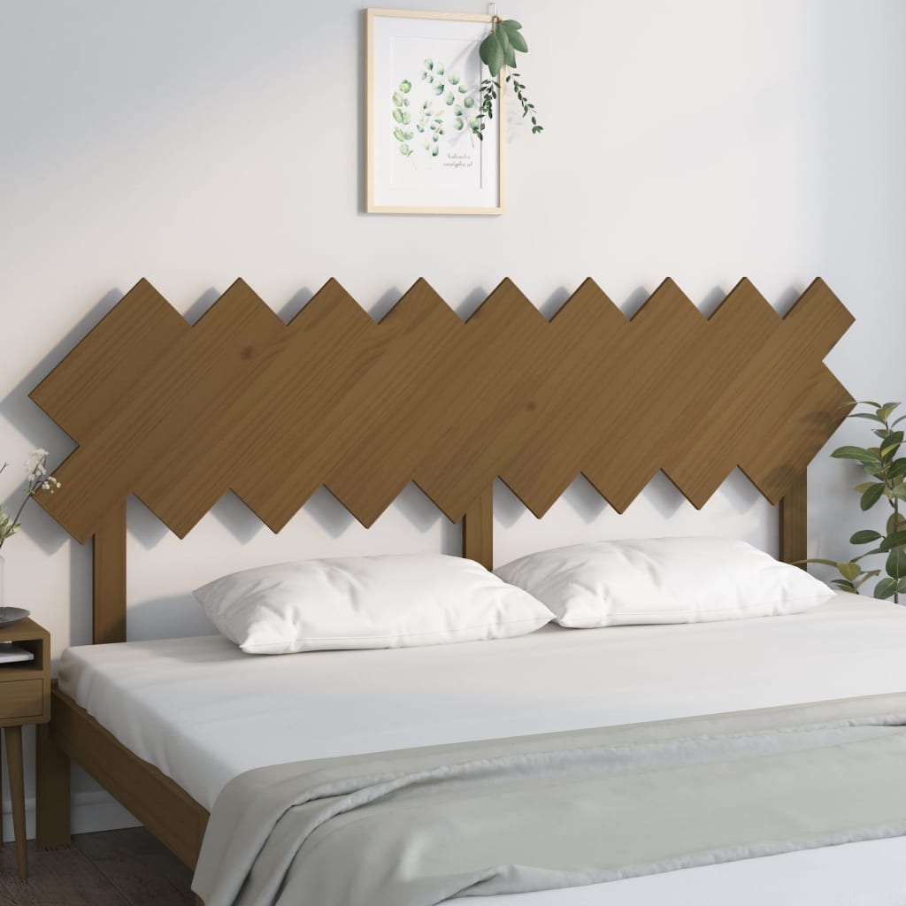Bed Headboard | Honey Brown | Solid Pine Wood | Full/Queen