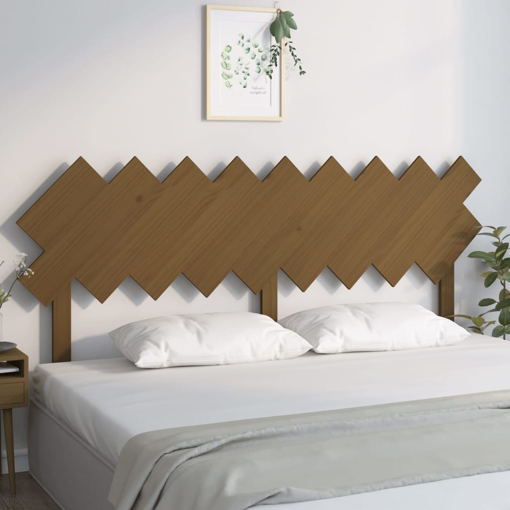 Bed Headboard | Honey Brown | Solid Pine Wood | Full/Queen
