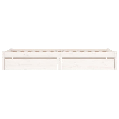 Bed Frame without Mattress with Drawers White Small Single