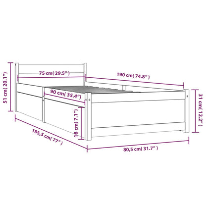 Bed Frame without Mattress with Drawers Small Single