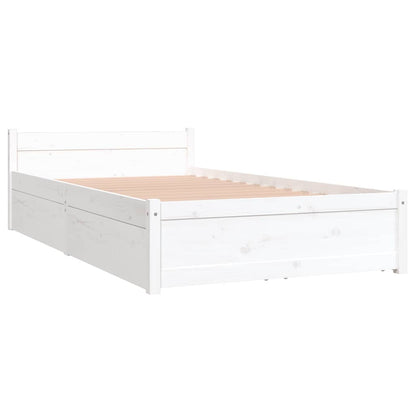 Bed Frame without Mattress with Drawers White Single