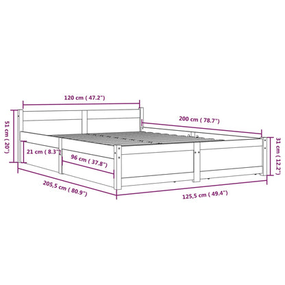 Bed Frame without Mattress with Drawers 120x200 cm