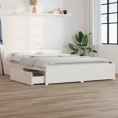 Bed Frame without Mattress with Drawers White 120x200 cm