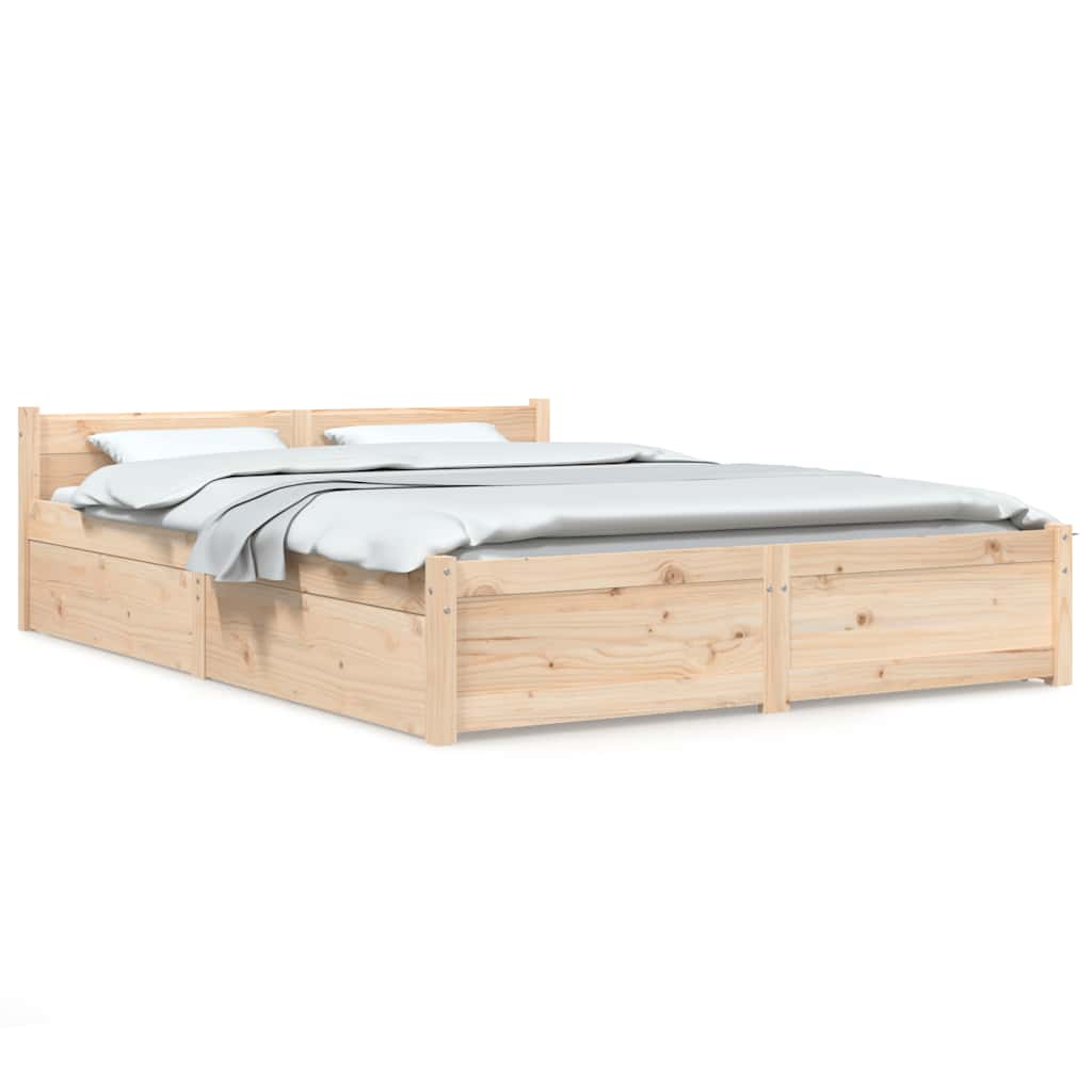 3103559 vidaXL Bed Frame without Mattress with Drawers 140x200 cm (815044+814999)