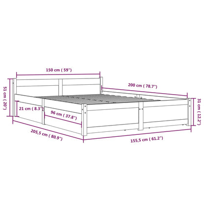 Bed Frame without Mattress with Drawers King Size