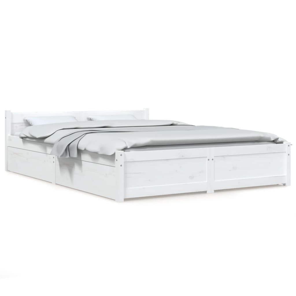 Bed Frame without Mattress with Drawers White 160x200 cm
