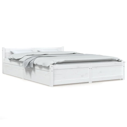 Bed Frame without Mattress with Drawers White 160x200 cm