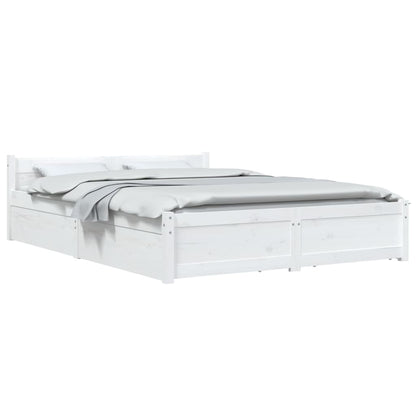 Bed Frame without Mattress with Drawers White 160x200 cm