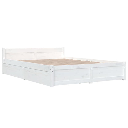 Bed Frame without Mattress with Drawers White 160x200 cm